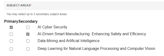 Subject Areas